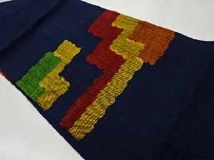 リサイクル　手織り真綿紬抽象模様織出し名古屋帯